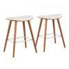 Tabouret moderne du milieu du 20e siècle Saddle de hauteur comptoir en similicuir blanc - ensemble de 2