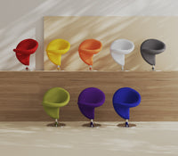 Fauteuil d’appoint moderne monobloc Curl en bleu, creme, violet, vert, gris, orange, rouge et jaune