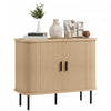 HOMCOM Buffet 35.4\", meuble de rangement de cuisine a lattes, chene