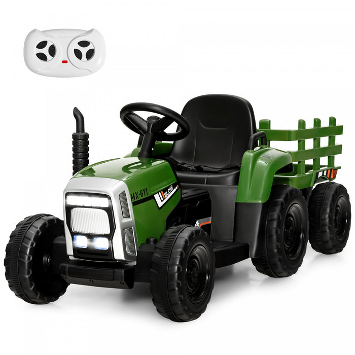 Costway Tracteur A Remorque Electrique 12v Avec Telecommande Et Lumieres Led
