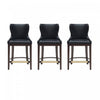 Tabouret de comptoir Blair moderne en bois et tissu, noir - Lot de 3