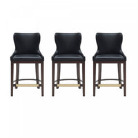  Tabouret de comptoir Blair moderne en bois et tissu, noir - Lot de 3