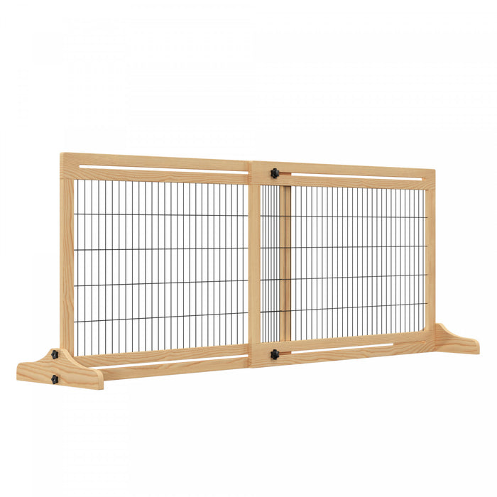 Pawhut Barriere Autoportante Pour Animal Domestique, Barriere Pliable En Bois Avec Longueur Reglable De 41\"-72\", Barriere Pour Chiens De Petite Et Moyenne Taille