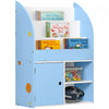 Qaba Organisateur De Rangement Pour Jouets Avec Armoire, Etagere Pour Enfants Avec Motifs Etoiles Et Planetes, Bibliotheque Autoportante Pour Enfants, Presentoir Pour Jouets, Vetements, Livres, Bleu