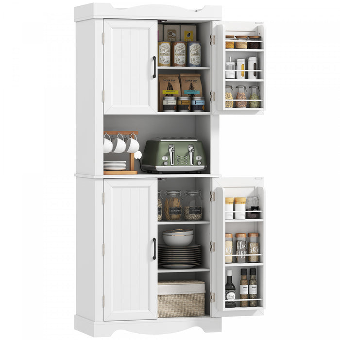 HOMCOM Armoire de cuisine 73\" avec etageres de porte, blanc