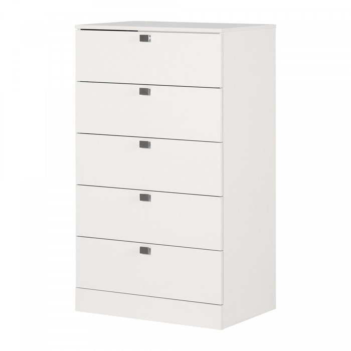  Commode verticale Spark à 5 tiroirs - blanc solide