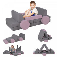 Qaba Canape De Jeu Modulaire Pour Enfants 12 Pieces Pour Salle De Jeux, Chambre A Coucher, Canape Co