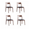 Chaise de salle a manger Moderne en bois et cuir vegetalien noir - Lot de 4