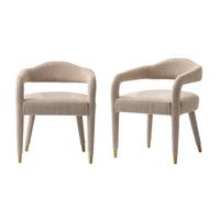 Fauteuil Aspen style milieu du siecle moderne en tweed dore - Lot de 2