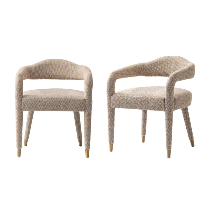 Fauteuil Aspen style milieu du siecle moderne en tweed dore - Lot de 2