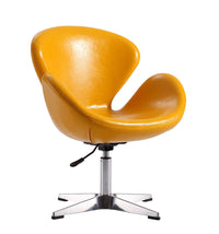 Chaise d’appoint pivotante réglable Raspberry de Manhattan Comfort en chrome poli et en similicuir - jaune