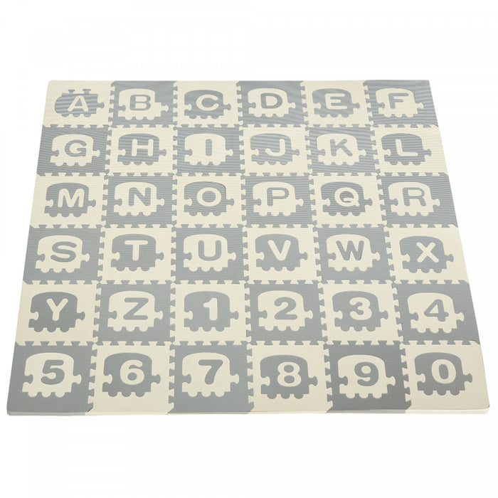 Qaba Mousse Puzzle Pour Enfants Carreaux De Sol Bebe Tout-petit Tapis De Jeu Educatif 36 Pcs 12,5 \"x 12,5\" Avec Lettres Et Chiffres Antiderapant Apprentissage 35 Sqft Eva