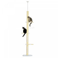 Pawhut Arbre A Chat Du Sol Au Plafond, Tour A Chat A 4 Niveaux Pour Grands Chats Avec Hauteur Ajusta