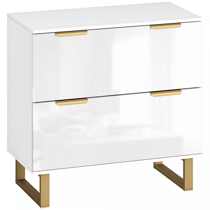 HOMCOM Classeur lateral a 2 tiroirs, blanc brillant