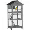 Pawhut 180,9 Cm Cage A Oiseaux Grande Voliere Mobile En Bois Pour Perruche Calopsitte Canari Avec Perchoir A Roue Nid Echelle Plateau Coulissant Pour Interieur Exterieur Gris Fonce