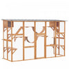 Pawhut Maison D'exterieur Pour Chat Avec Toit De Protection Contre Les Intemperies Pour Plusieurs Chatons, Cadre En Bois, Etageres Et Ponts, 118\" X 37.5\" X 74\" , Orange