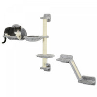 Pawhut 3 Pieces Etageres Pour Chat, Meubles Muraux Pour Chat Avec Hamac, Poteaux A Gratter, Plates-f