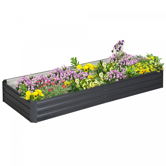Outsunny Lit De Jardin Sureleve Galvanise 95\" X 36\" X 12\", Jardiniere Surelevee En Metal, Bricolage Et Nettoyage Faciles Pour Faire Pousser Des Fleurs, Des Herbes, Des Plantes Grasses, Gris