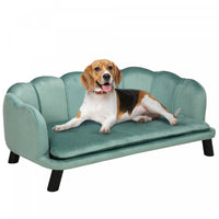 Pawhut Lit Pour Animaux Avec Coussin Supplementaire Et Pieds En Bois Massif, Design Perle Pour Chien