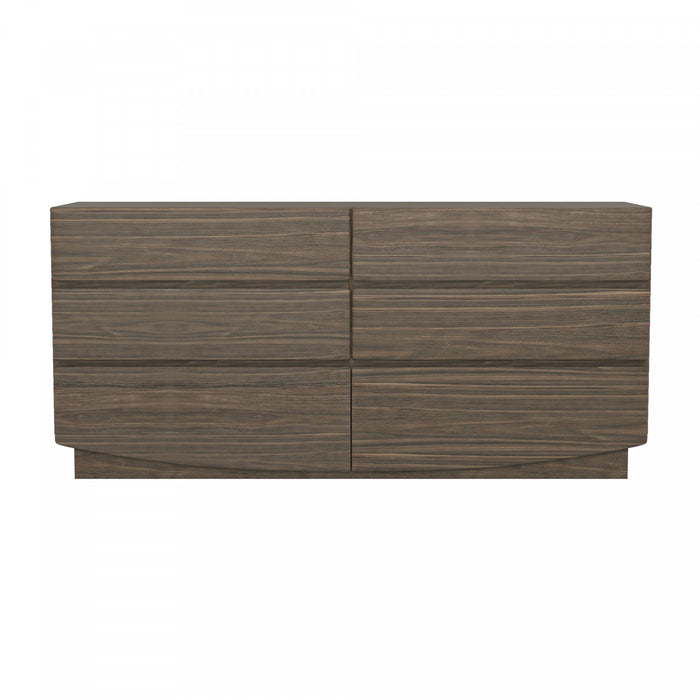 Commode contemporaine Ardea 72\" en noyer (6 tiroirs)