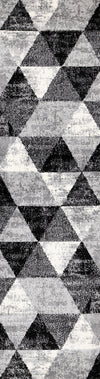 Tapis Covington triangle geometrique noir blanc gris vieilli, 2'0\" x 7'7\"