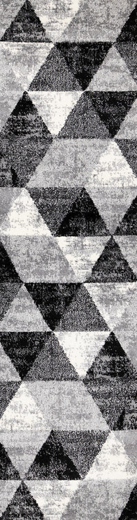  Tapis Covington triangle geometrique noir blanc gris vieilli, 2'0