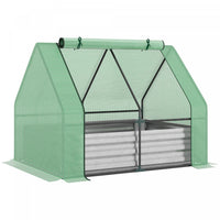 Outsunny Lit De Jardin Sureleve Avec Serre, Jardiniere D'exterieur En Acier Avec Couvercle En Plasti