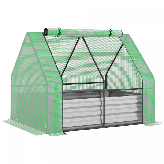 Outsunny Lit De Jardin Sureleve Avec Serre, Jardiniere D'exterieur En Acier Avec Couvercle En Plastique, Fenetre Enroulable, Double Usage Pour Fleurs, Legumes, Fruits Et Herbes