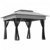 Outsunny Gazebo A Toit Souple A 2 Etages Avec Filet, Gris Clair