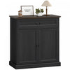 HOMCOM Buffet 32\" Style Fermier avec Plateau Epais et Tiroir, Noir