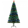 Homcom Arbre De Noel Artificiel En Fibre Optique Pre-illumine De 6 Pieds Avec 230 Lumieres Led Et Branches