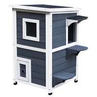 Pawhut Histoire Maison Pour Chats Exterieure, Enceinte Pour Chats Exterieure Abri Pour Chats En Bois
