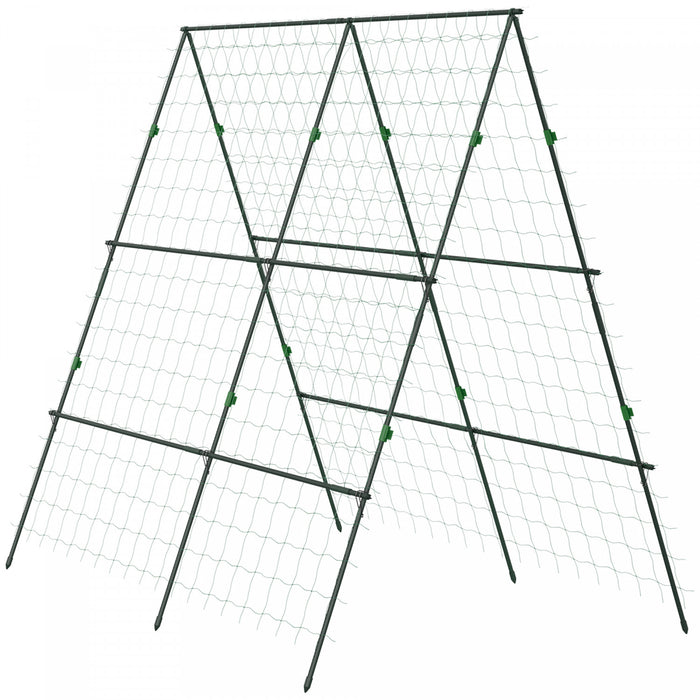 Outsunny Cage A Tomates En Metal Avec Filet Pour Plantes Grimpantes, Vert