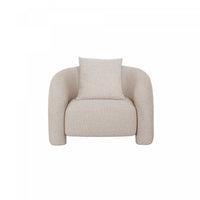 Fauteuil lounge en tweed moderne glamour Sylvia, finition Poussiere d’Or