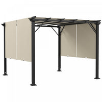 Outsunny Auvent De Pergola Retractable 10' X 10' Pour Jardin, Beige