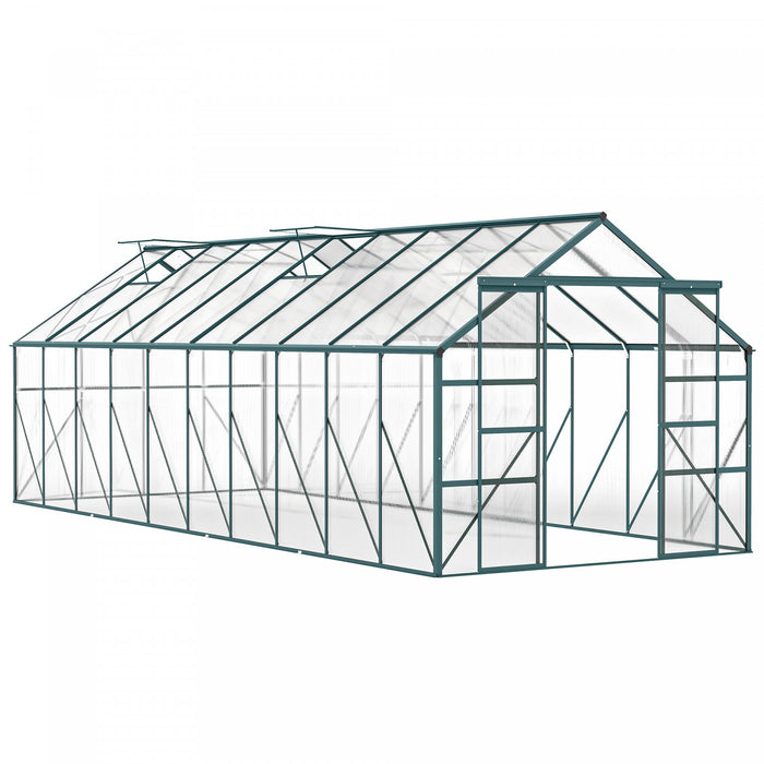 Serre de Jardin Outsunny en Polycarbonate avec Gouttieres, Vert