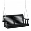 Outsunny 46\" Porch Swing Bench Pour 2 Personnes Avec 2 Porte-gobelets Integres, Design A Lattes, Chaines Incluses, Capacite De Charge De 550lb, Noir.