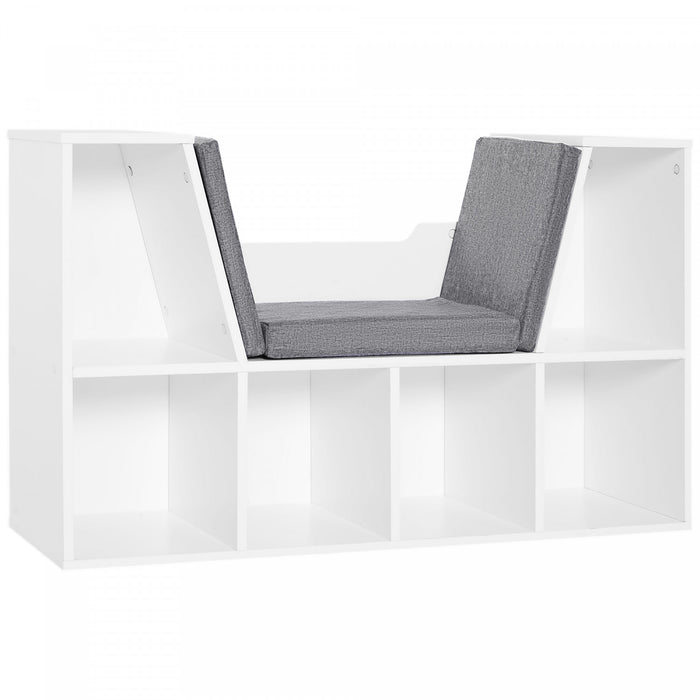 HOMCOM Bibliotheque 6 Cases avec Coussin Coin Lecture, Gris