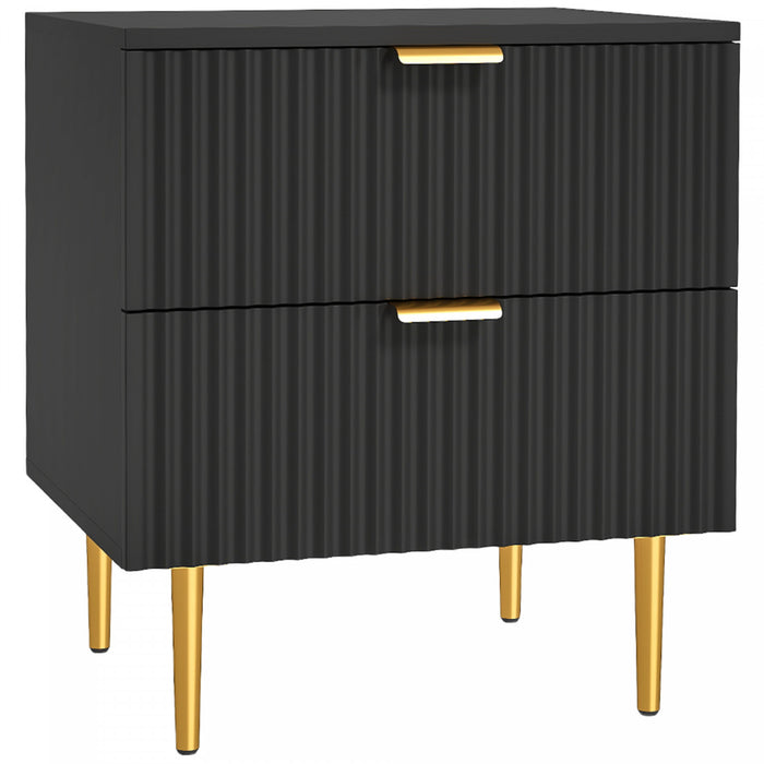 HOMCOM Table de chevet, table d'appoint avec 2 tiroirs, noir