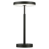 Lampe de table Francine de Dainolite en acrylique blanc qui diffuse la lumière, avec fini noir sablé et ampoule de 10 W