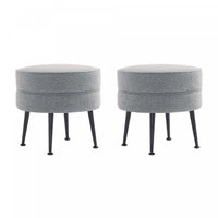Lot de 2 poufs d’appoint rembourres style mid-century modern Bailey en gris