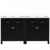 Meuble de salle de bain double moderne Felix 60 pouces avec lavabo ceramique et rangement, noir