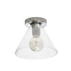 Grand plafonnier affleuré Roswell de Dainolite en verre transparent, avec fini chromé satiné et 1 ampoule