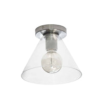 Grand plafonnier affleuré Roswell de Dainolite en verre transparent, avec fini chromé satiné et 1 ampoule