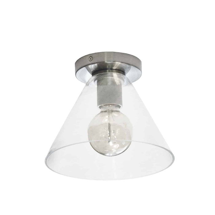 Grand plafonnier affleuré Roswell de Dainolite en verre transparent, avec fini chromé satiné et 1 ampoule