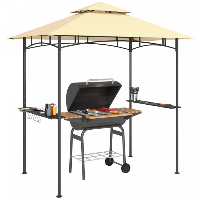 Outsunny Tonnelle De Barbecue A Deux Niveaux, 8' X 5', Beige
