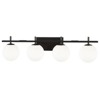 Lumière de coiffeuse Vivaldi de Dainolite avec fini noir mat et 4 ampoules