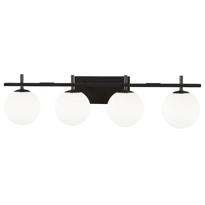 Lumière de coiffeuse Vivaldi de Dainolite avec fini noir mat et 4 ampoules