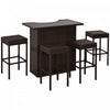 Ensemble De Bar De Patio De 5 Pieces Outsunny, Table Et Chaises En Rotin Pe, Brun Fonce