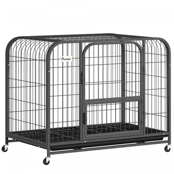 Cage pour Chien Robuste, Grande Cage avec Roulettes et Plateau
